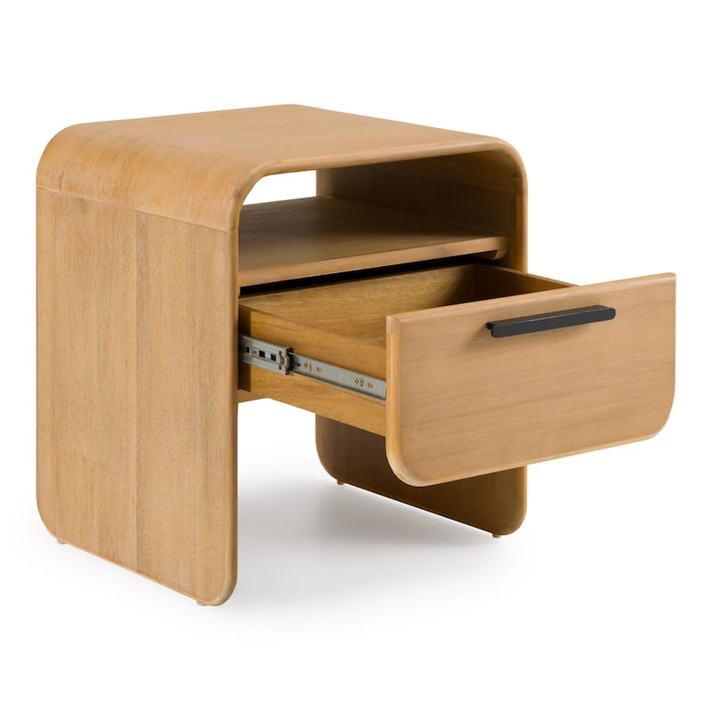Modrest Dresden Modern Natural Acacia 1-Drawer Nightstand