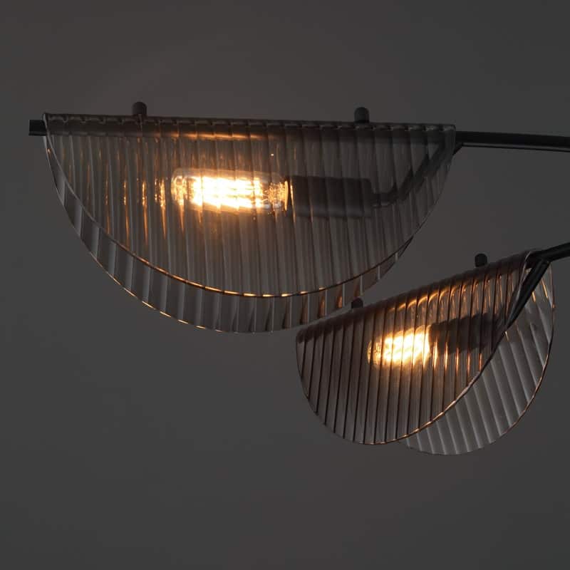 Acroma - 6 Light Black Steel & Glass Dimmable Linear Chandelier