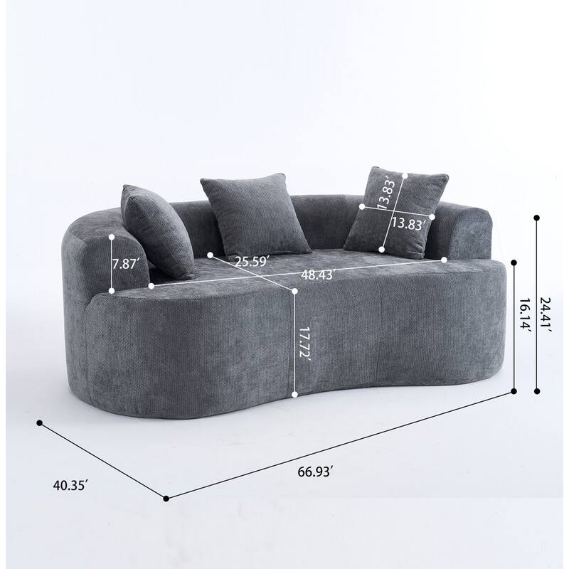 GDFStudio - Crescent-Shaped 67" Chenille Sofa with Self-Inflating Foam and Modular Design