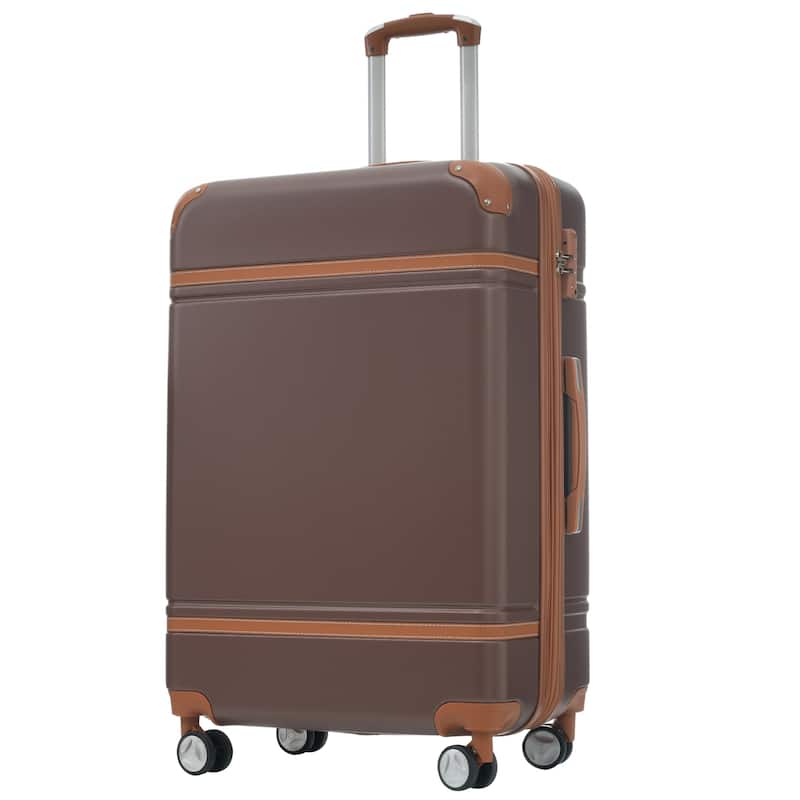 3-Piece, 20, 28-Inch Modern Luggage Sets, Hard-shell Luggage with 1 Makeup Bag TSA Lock, for Boarding Travel, Brown