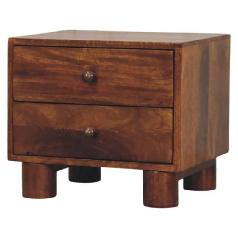 Artisan Furniture Solid Wood Tula 2 Drawer Chestnut Nightstand, Brown with 2 Drawers - N/A