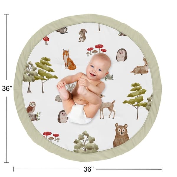 Sweet Jojo Designs Woodland Forest Animals Boy Girl Gender Neutral Unisex Baby Tummy Time Playmat Friends Bear Fox Watercolor
