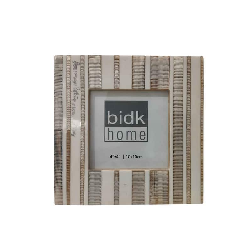 Striped Square Picture Frame - for 4" x 4" Photo - White and Gray