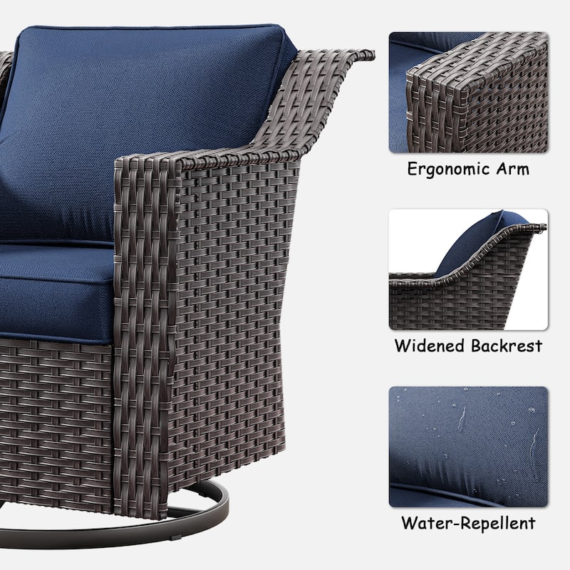 Cozywor Outdoor Patio Swivel Rattan Rocking Wicker Chairs Set of 2 for Backyard Porch Deck, Metal Rocking Frame - N/A