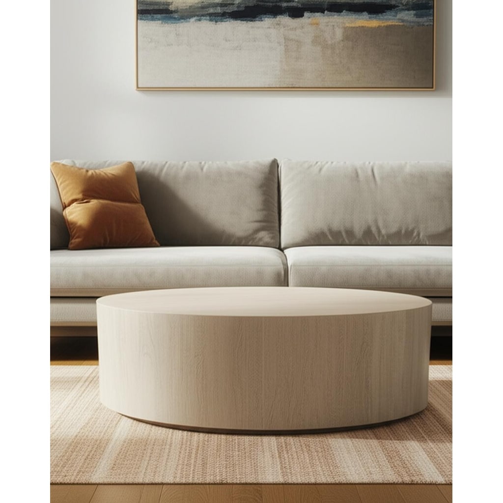 HomeRoots 48" Natural Solid Wood Round Distressed Coffee Table - 48 in. x 17 in. x 48 in.
