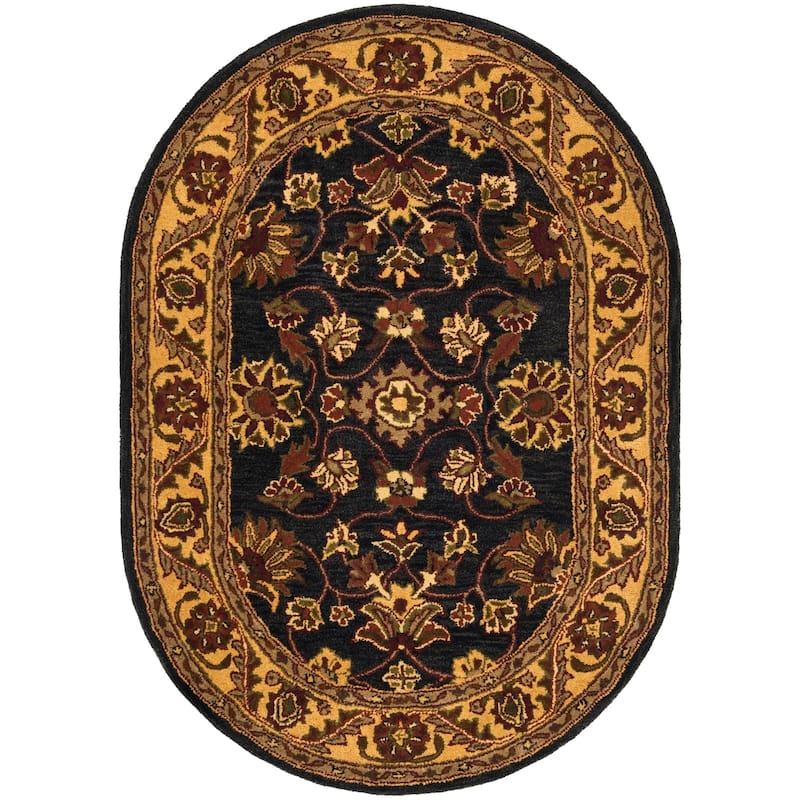 SAFAVIEH Handmade Golden Effie Tomika Traditional Oriental Wool Rug - 4'6" x 6'6" Oval - Black/Gold
