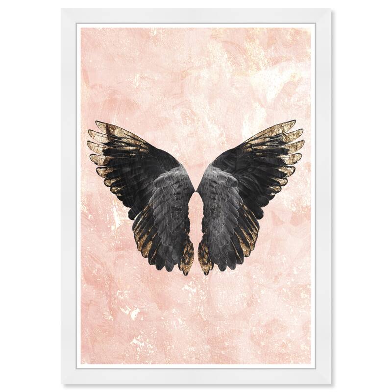 Wynwood Studio Prints Fashion and Glam Golden Feather Down Black Black and Metallic Gold Glam Wall Art Canvas Print
