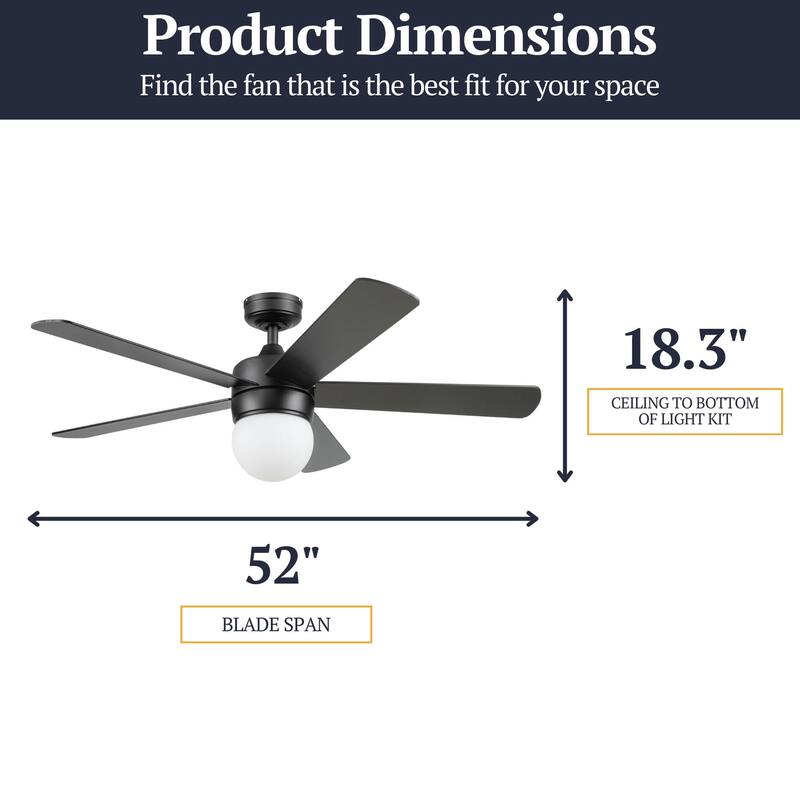 52" Prominence Home Ardrey Kell Modern Indoor LED Ceiling Fan with Light, Remote Control, Dual Mounting, Dual Finish Blades