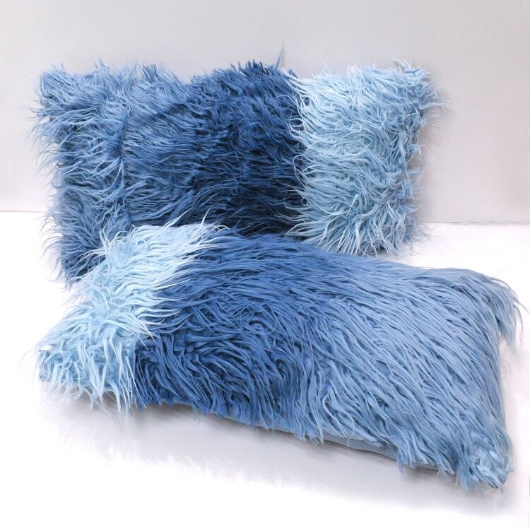 Mongolian Tip Dyed Faux Fur Pillow Shell 2 set On Sale Bed