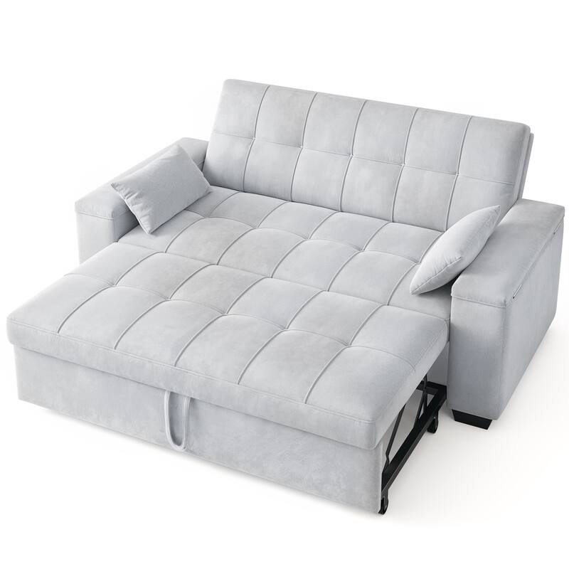 3 in 1 Convertible Sofa Bed Futon Couches with Reclining Backrest, Loveseat Sleeper Sofabed with Pull Out Couch
