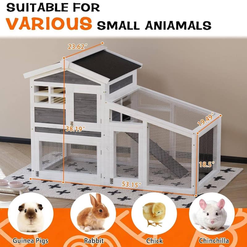 Outdoor Indoor Expandable Rabbit Hutch Chicken Coop for Backyard
