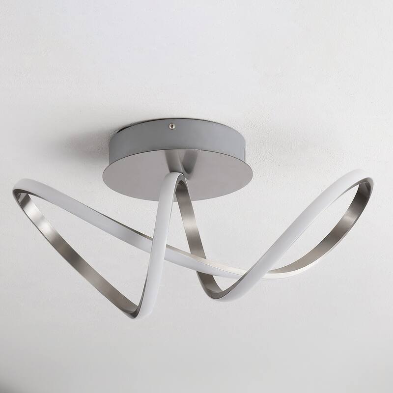 Euphoria 19.5" 1-Light Modern Minimalist Aluminum Loop Integrated LED Semi Flush Mount, by JONATHAN Y - 19.50