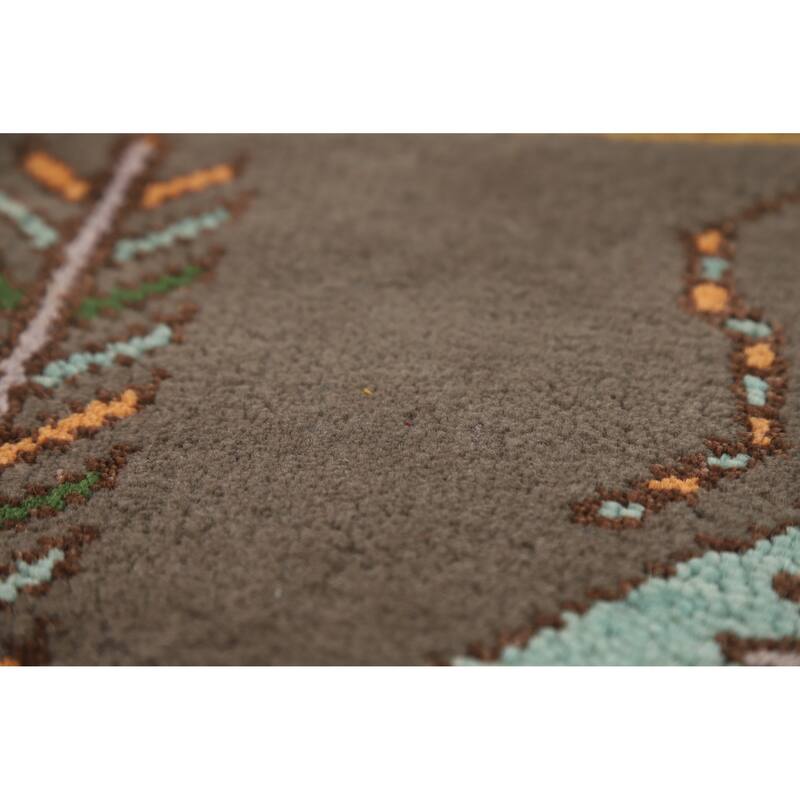 Hand Knotted Oriental 100% Wool Carpet Traditional Tribal Brown Heriz (serapi) Runner Rug - 9' 11'' X 4' 0''
