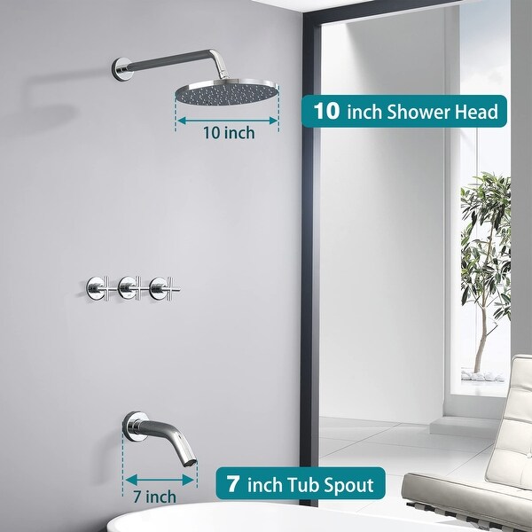 PROOX 10-inch Rainfall Bathtub Shower Faucet Wall Mounted 3 Handle