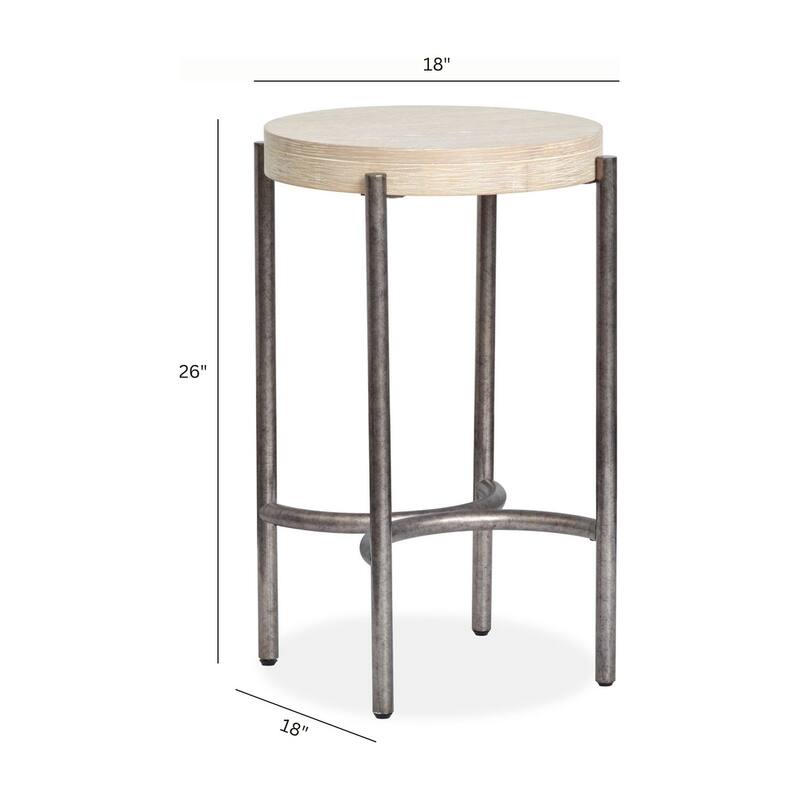 Magnussen Home Jennings Edgecomb Grey and Weathered Antique Nickel Round Accent Table - 18''W x 18''D x 26''H