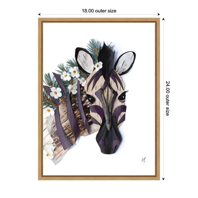 Kate and Laurel Zebra by Madeline Jeppesen Framed Canvas Wall Art Print