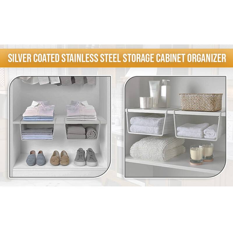 Under Shelf Basket, Mesh Stainless Steel Storage Under Cabinet Hanging Basket, Pack-1