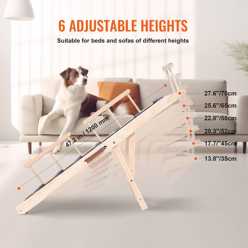 VEVOR Dog Ramp,Folding Pet Ramp for Bed,Adjustable Dog Ramp for Adjustable,Suitable for Couch,Sofa,Car