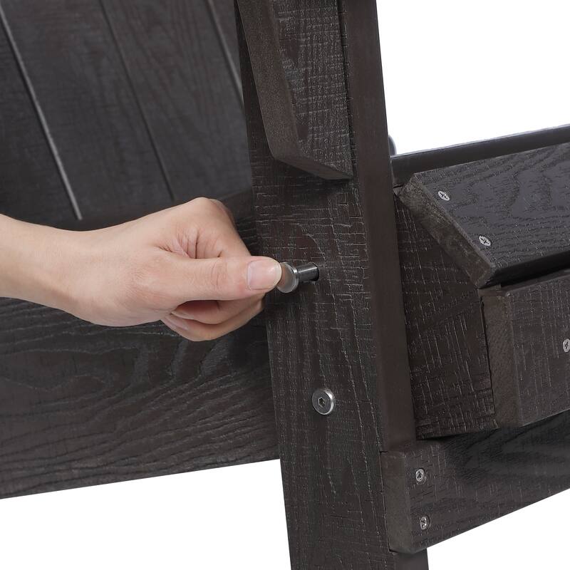 Hurley Folding Poly Plastic Adirondack Chair with Pull-out Ottoman