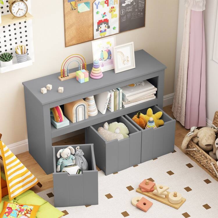 Kid Toy Storage Cabinet 3 Drawer Chest with Wheels Large Storage Cube Shelf - 40" x 13" x 24.5" (L x W x H)