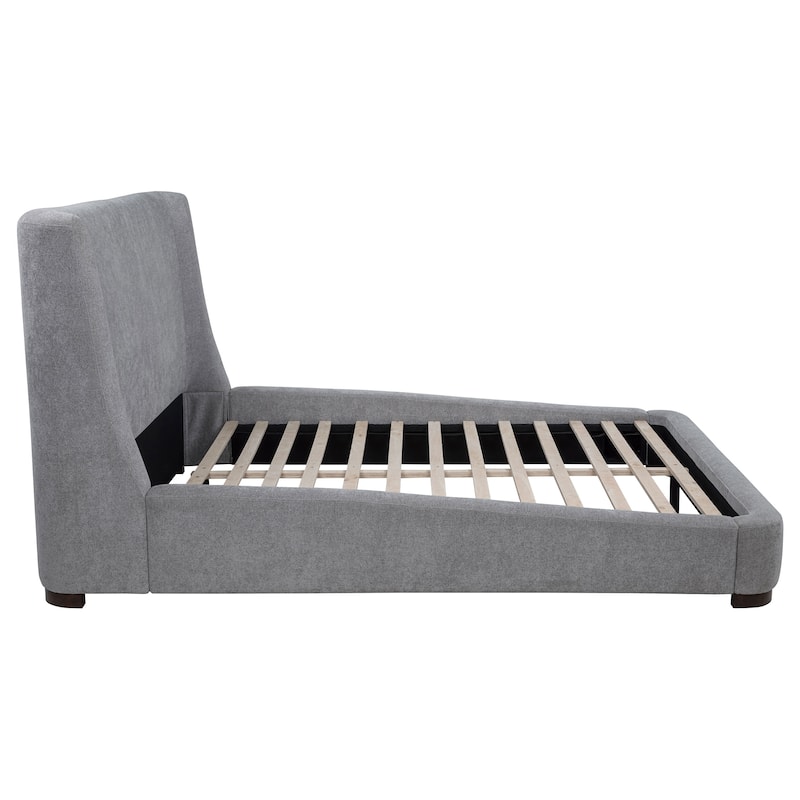 Rennes Upholstered Wingback Platform Bed Grey
