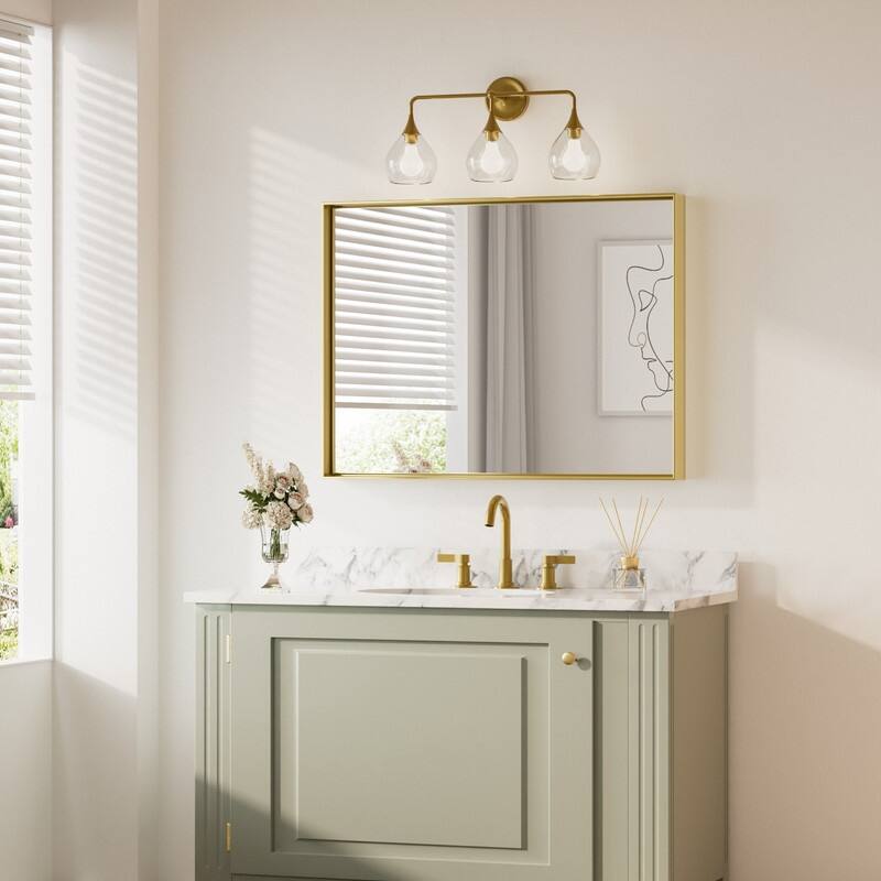Keonjinn Aluminum Framed Wall Mount Bathroom Vanity Mirror