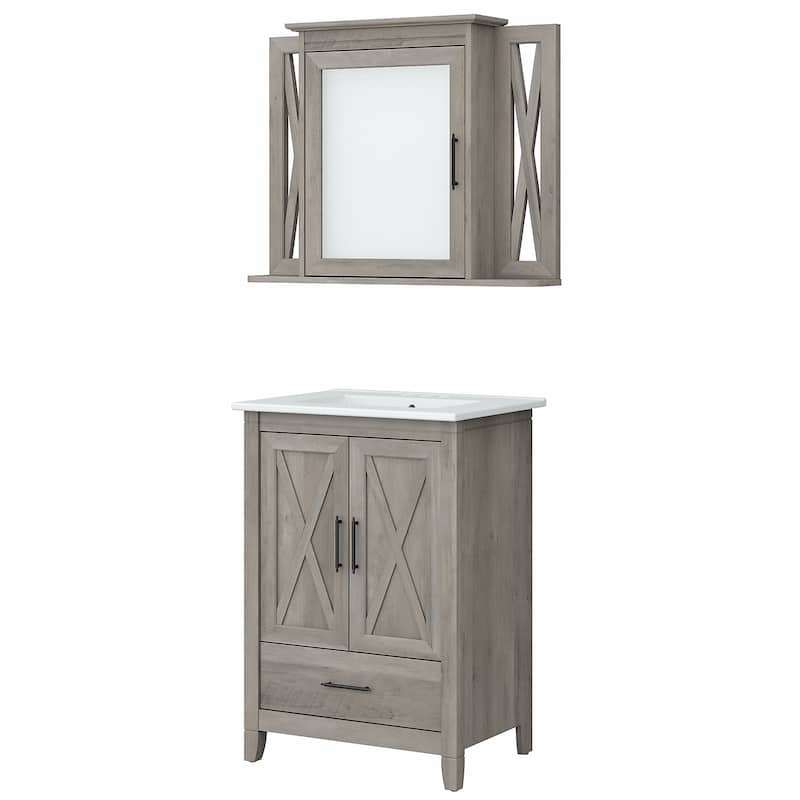 Key West 24W Bathroom Vanity Sink with Mirror by Bush Furniture