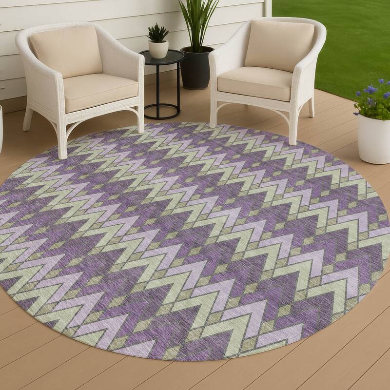 Machine Washable Indoor/ Outdoor Modern Baxter Chantille Rug - Purple - 8' x 8'