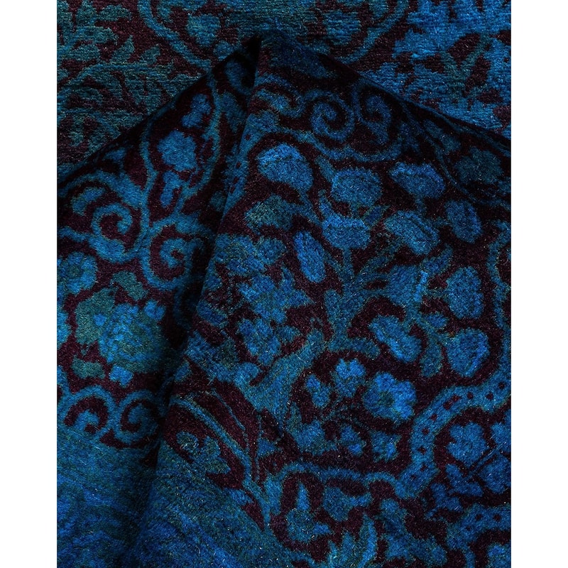 Fine Vibrance, One-of-a-Kind Hand-Knotted Area Rug - Blue, 2' 5" x 9' 10" - 2' 5" x 9' 10"