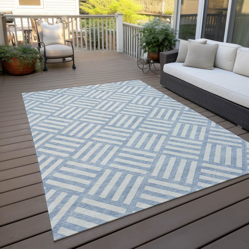 Machine Washable Indoor/ Outdoor Chantille Geo Contemporary Rug