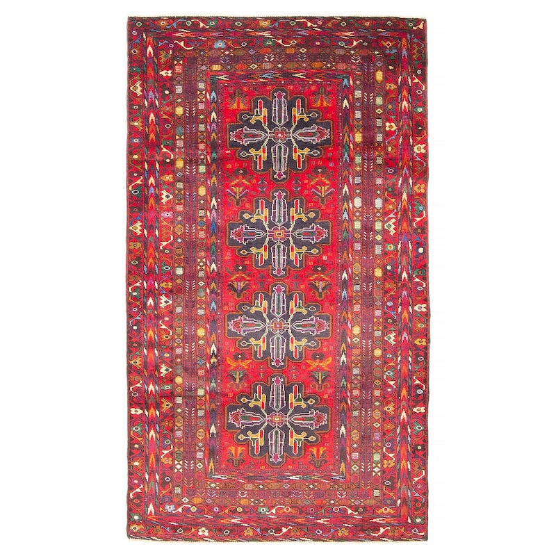 ECARPETGALLERY Hand-knotted Teimani Red Wool Rug - 3'7 x 6'5 - 3'7 x 6'5 - Red