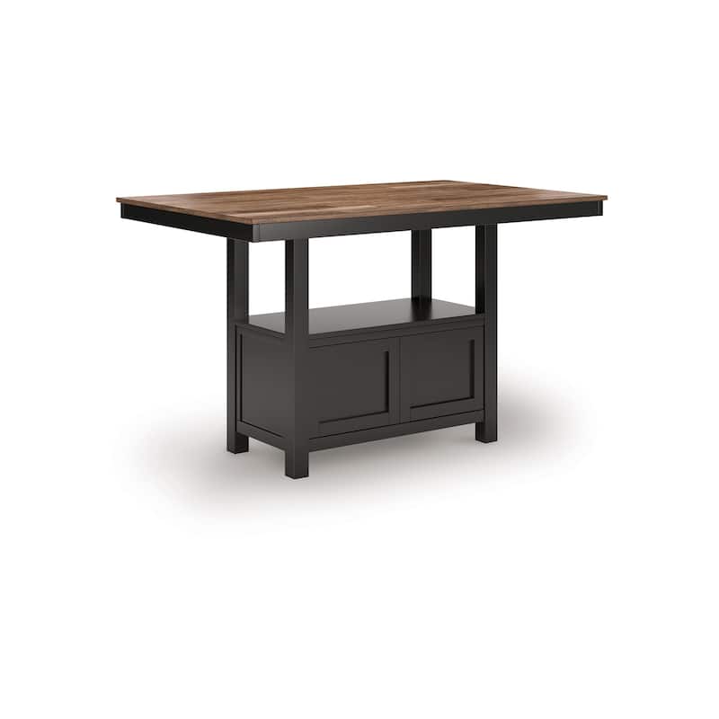 Fleur Counter Height Table with Built-In Storage, Black Wood, 60 Inch