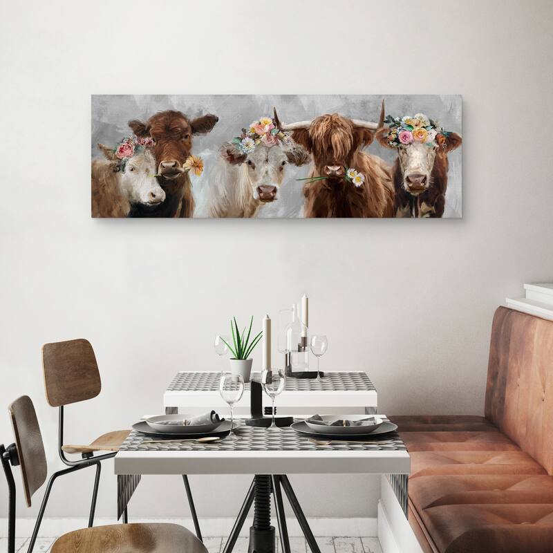Moo Review by Studio Arts Canvas Art Print - Brown