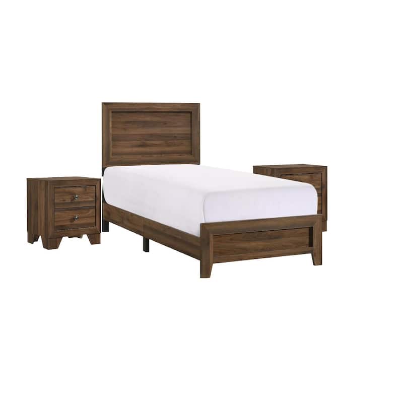 Brown Cherry Finish Fabric 1pc Twin Size Panel Bed Beautiful Wooden Bedroom Furniture Contemporary Style