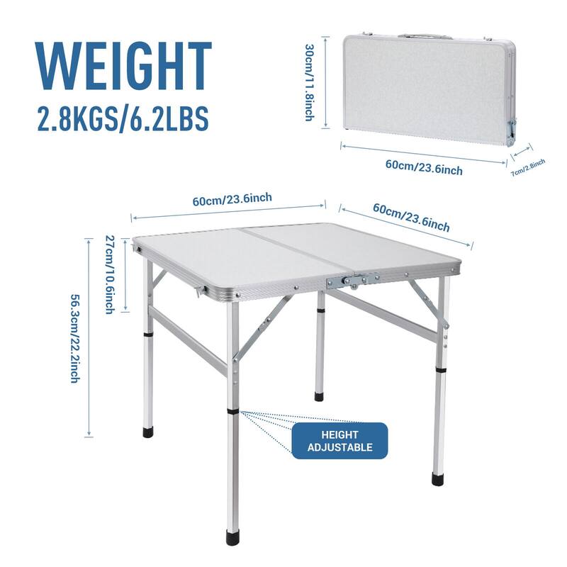 Picnic Table Square, Outdoor Table, Small Table, Card Table Height Adjustable