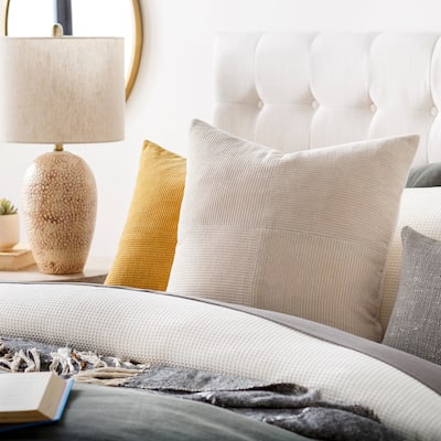 Livabliss Erica Simple Soft Blocked Corduroy Throw Pillow