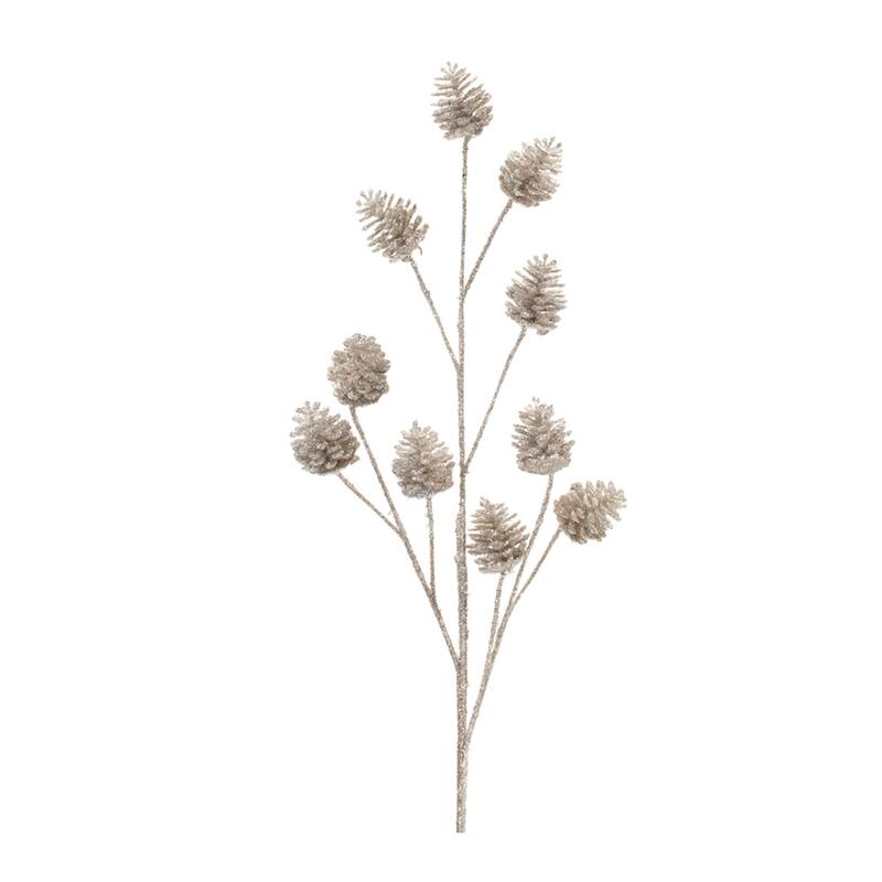 Glittered Pinecone Artificial Christmas Sprays - 31 - Gold - Set of 6