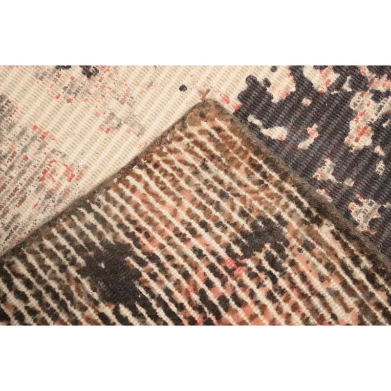 Hand Knotted Oriental Viscose Silk Carpet Modern All-Over Oranges & Rust Abstract Area Rug - 7' 7'' X 5' 5''
