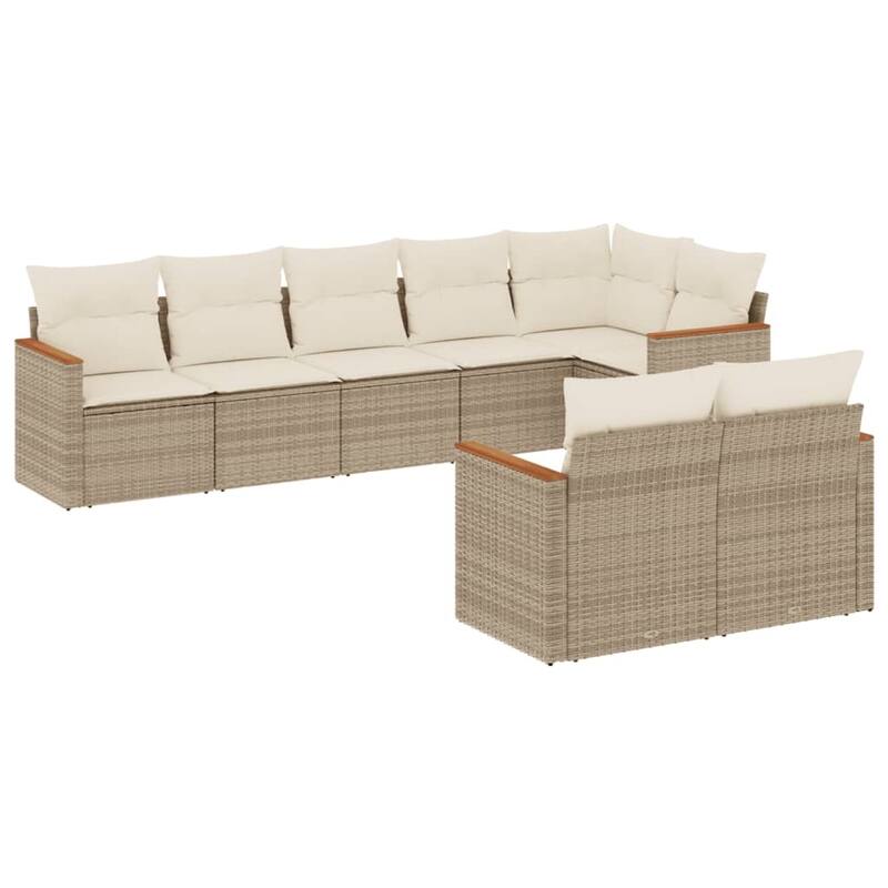 vidaXL Patio Sofa Set with Cushions Outdoor Conversation Furniture Poly Rattan