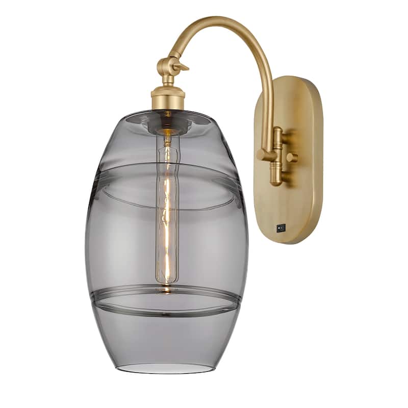 Innovations Lighting 518-1W-13-8 Vaz Sconce Vaz 13" Tall Wall Sconce - Satin Gold / Smoked