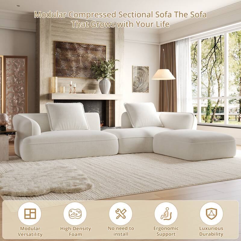 Christopher Knight Home - Modern Upholstered Sectional Sofa with Curved Silhouette