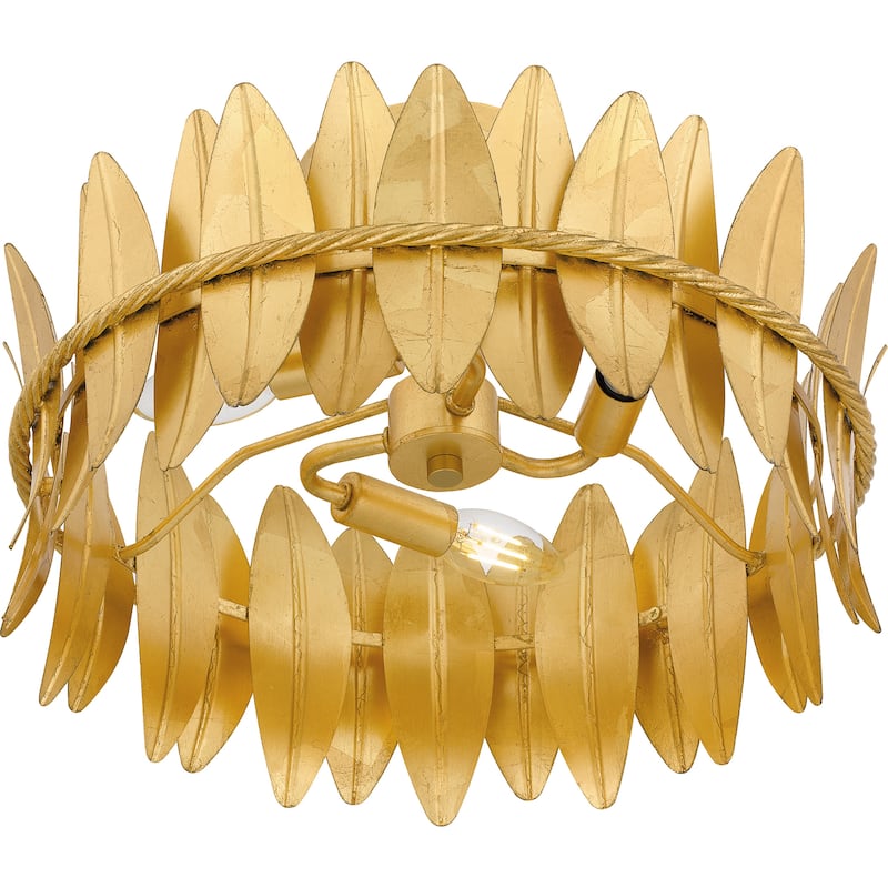 Liza 3-Light Gold Leaf Semi-Flush Mount Light