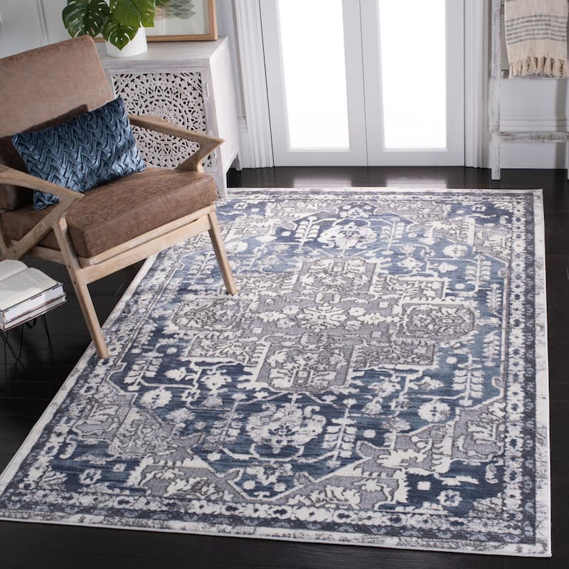 SAFAVIEH Lagoon Desiderata Medallion Rug - 6'7" Square - Navy/Grey