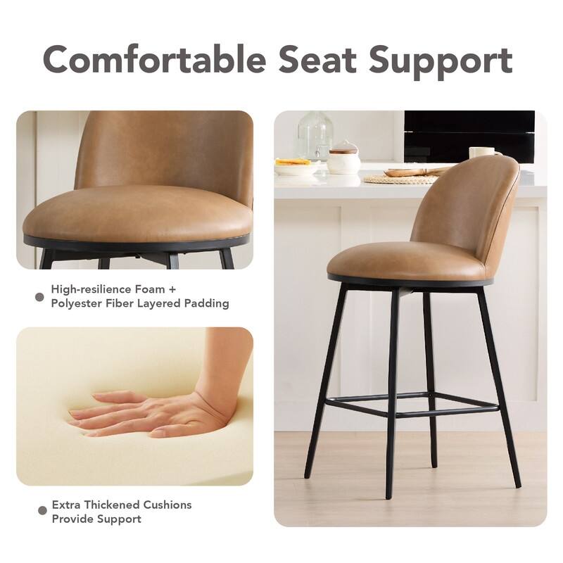 Beverly Swivel Counter Bar Stool Set 26 in Barstools with Metal Frame