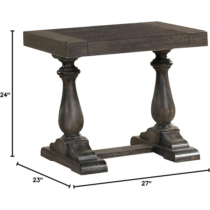 Rossetta Medieval Transitional Style Distressing Wooden Finish End Table, for Living Room