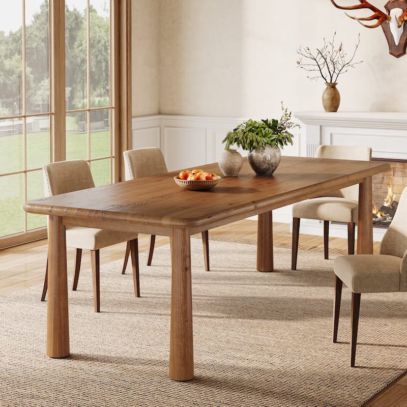 Solid Wood Dining Table, 63'' Kitchen Table Dining Room Furniture