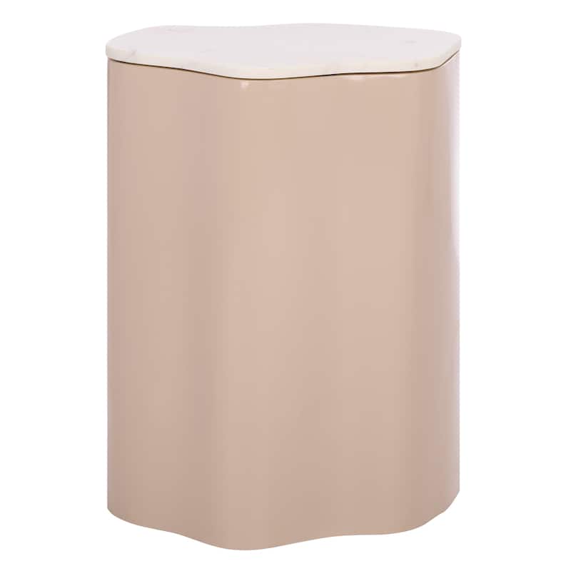 SAFAVIEH Home Kanon Accent Table, Fully Assembled - 22"W x 16"D x 25"H - White/Taupe