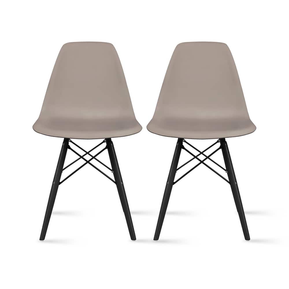 Plastic Eiffel Chairs Solid Wood Legs Molded Modern Armless Side Dining For Kitchen Work Office
