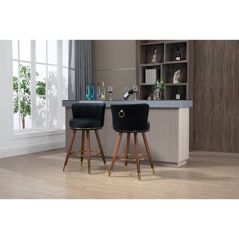 Counter Height Bar Stools Set of 2 for Kitchen Counter Solid Wood Legs