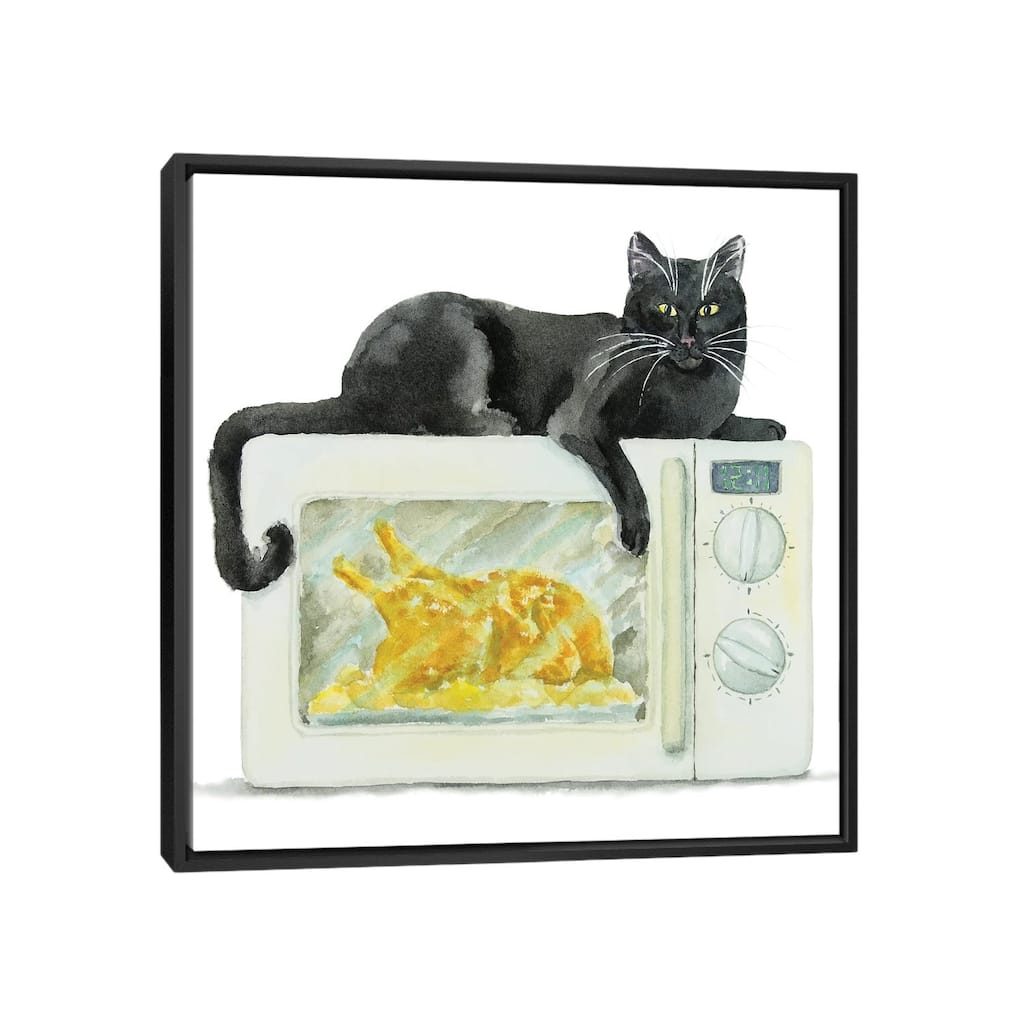 iCanvas "Black Cat On The Microwave" by Alexey Dmitrievich Shmyrov Framed